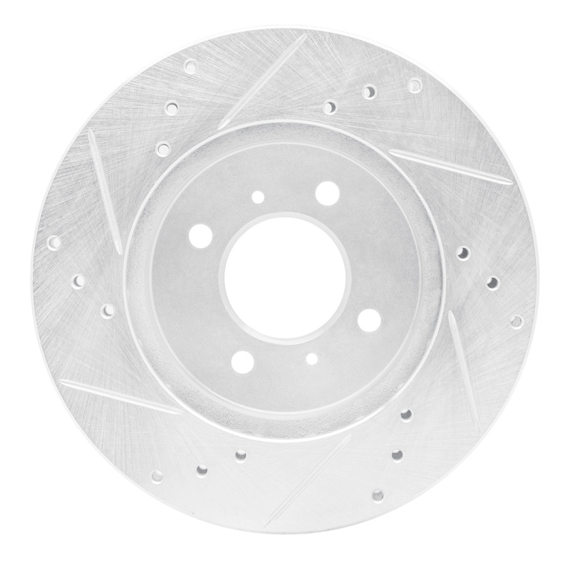 Mitsubishi Lancer Brake Rotor (1) - Front Right - R1 Concepts - Drilled & Slotted - Silver - `98-`07